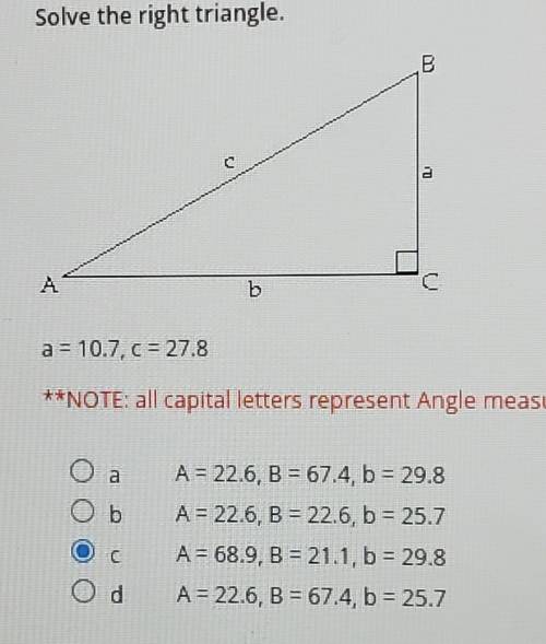 Solve the right triangle ​