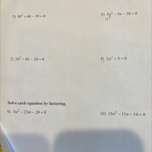 Can anyone help with these? The first 4 are solve using quadratic formula