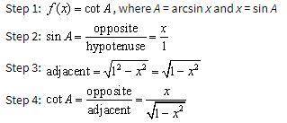 Cassie simplified the composed function f(x)= cot(arcsin x). Her work is shown below.

In which st