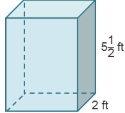 A packing box has the dimensions 3 by 2 by 51

2
feet. What is the volume of the box?
A rectangula