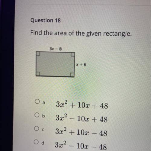 Find the area of the given rectangle.