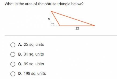 What is the area of the obtuse triangle below?