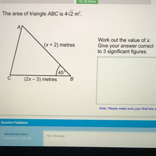 Area of triangle need help