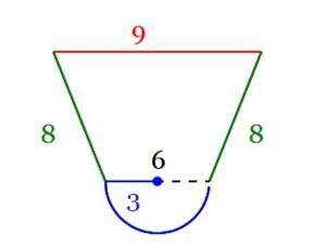 Find the area of the composite shape if the trapezoid has a height of 7 in. Use pi = 3.14

A.80.76