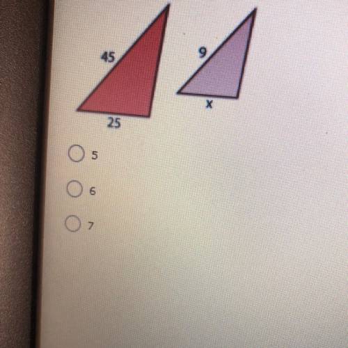 The following two triangles are similar find x