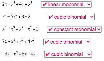 Classify the following polynomials. Combine any like terms first.

look in the image for the rest