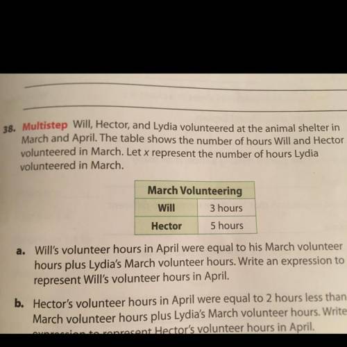 Hector's volunteer hours in April were equal to 2 hours less than his March volunteer hours plus Ly