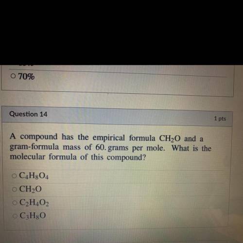 A compound has the empirical formula CH20 and a

gram-formula mass of 60. grams per mole. What is