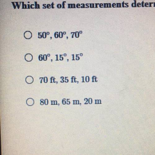 Which set of measurements determines more than one triangle?
