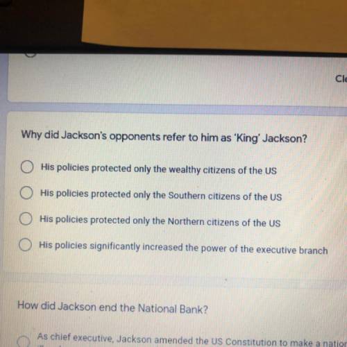 Why did Jackson's opponents refer to him as 'King' Jackson?

His policies protected only the wealt