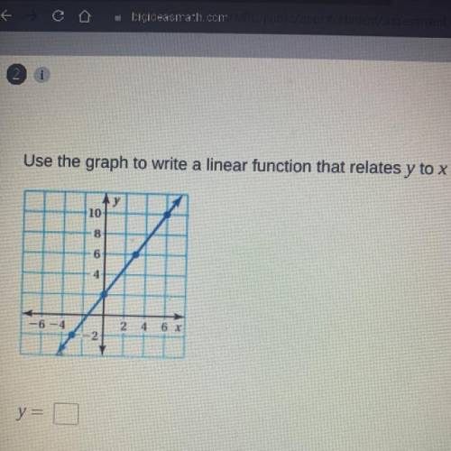 Use the graph to write a linear function that relates y to x
Plz answer fast