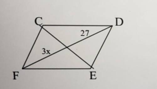 if CDEF is a parallelogram, what is the value of x? (Properties)-Opposite angles are equal. Opposit