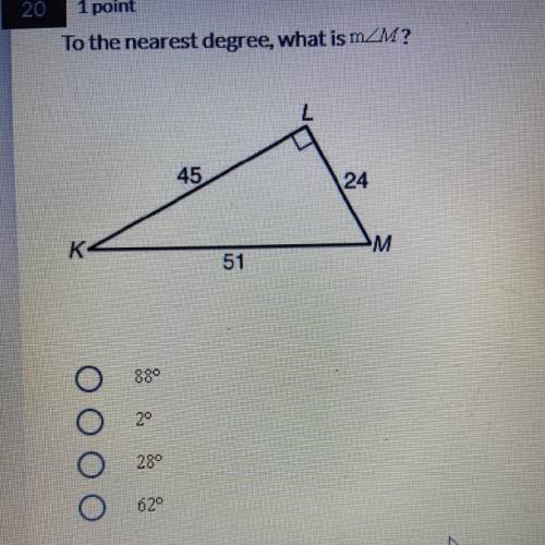 To the nearest degree, what is m