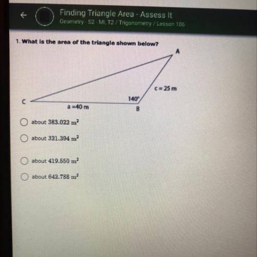 What is the area of the triangle shown below