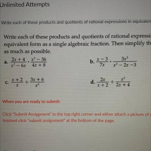 “Write each of these products and quotients of rational expressions in equivalent form as a single
