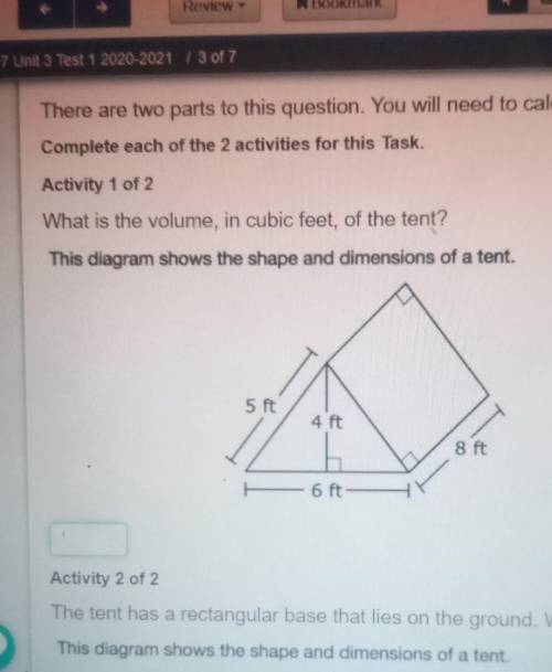 What is the volume in cubic feet of the tent​