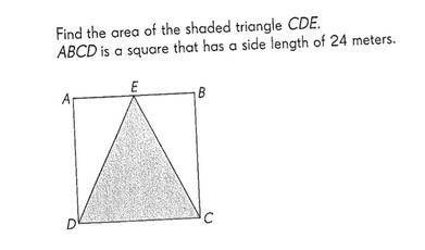 Find the area of triangle CDE the length of the square is 24 meters;