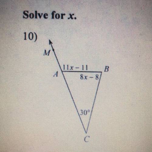Solve for x 
(20 pts)
