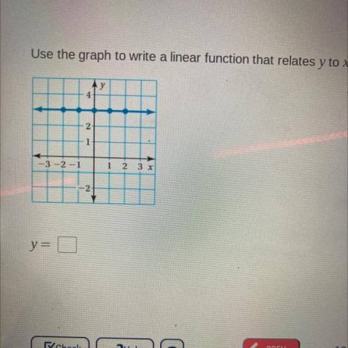 Use the graph to write a linear function that relates y to x.