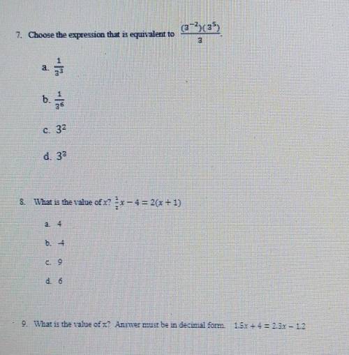 Help I will give brainiest to whoever gets 7, 8 and 9​