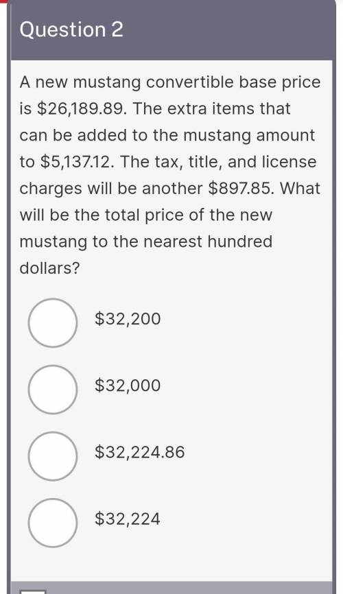 What is the total of the new mustang to the nearest hundred dollars??​