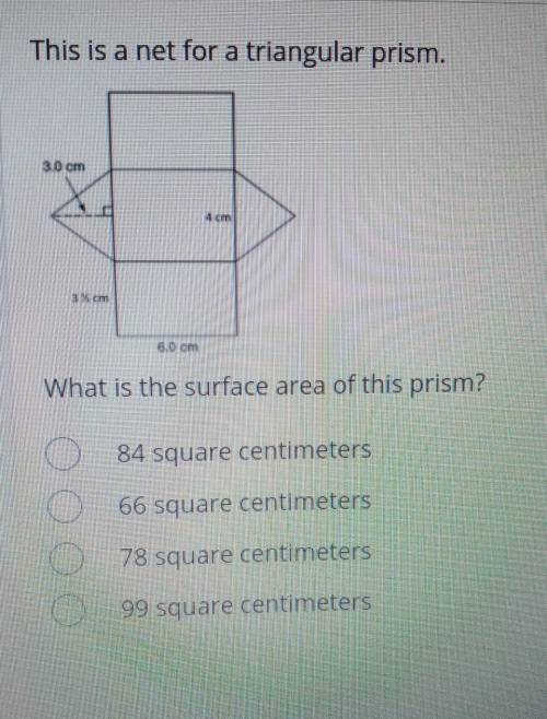 HELP METhis is a net for a triangular prismWhat is the surface area of this prism?​
