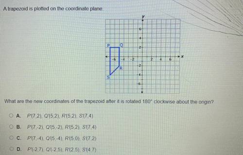 A trapezoid is plotted on the coordinate plane

What are the new coordinates of the trapezoid afte