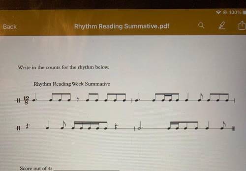 Write in the counts for the rhythm below.