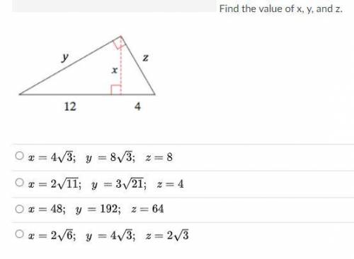 Find the value of x, y, and z. Help!