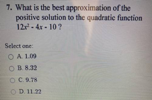 What is the best approximation of the positive solution to the quadratic function 12x^2-4x-10?