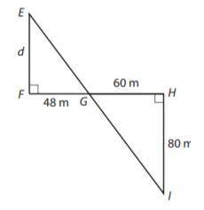 Use similar triangles △EFG and △IHG to find the missing distance d
