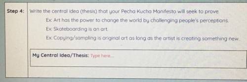 Write the central idea that your pecha kucha manifesto will seek to prove why do we create art?