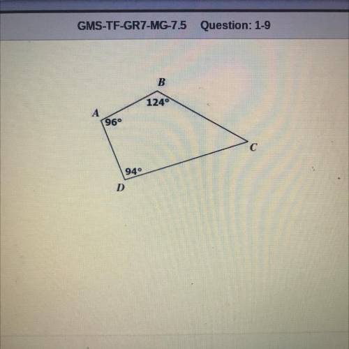 What is the measure of < c in quadrilateral ABCD?