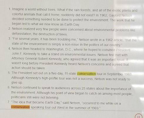 Part A:Based on the information in Text 1, The History of Earth Day, what is the most accurate me