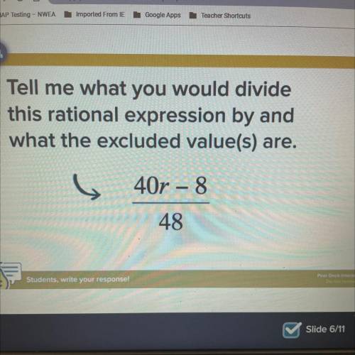 How do I factor and find the excluding value of 40r-8/48