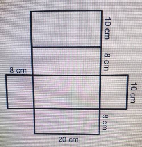 Use the net to determine the total surface area. 10 cm 8 cm 8 cm 10 cm 8 cm 20 cm

440 cm2 880 cm2