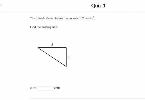 PLEEASE HELP!!! The triangle shown below has an area of 20 units 2 squared.