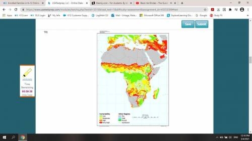 Based on the map, the areas of Sub-Saharan Africa that are MOST vulnerable to desertification are