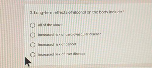HELP!!! Long-term effects of alcohol on the body include: