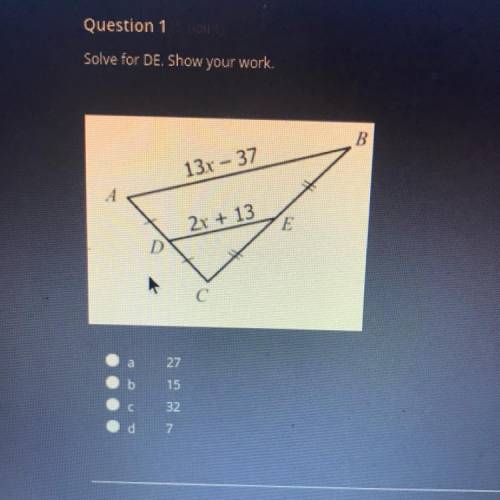CAN SOMEONE HELP ME ASAP PLS I NEED TO SOLVE FOR DE