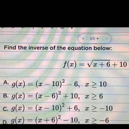 Find the inverse of the equation