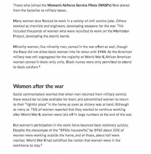 How did the contributions of the women on WWII change the women's role United States?

(i put pict