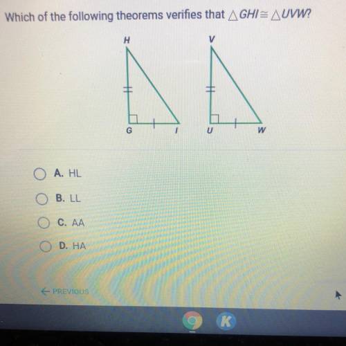 Which of the following theorems verifies that GHI = UVW