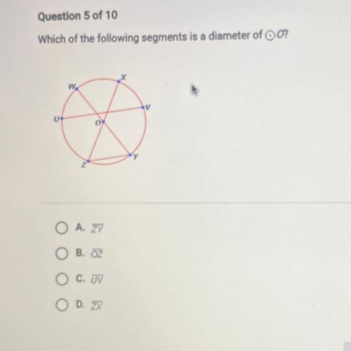 Which of the following segments is a diameter of O?