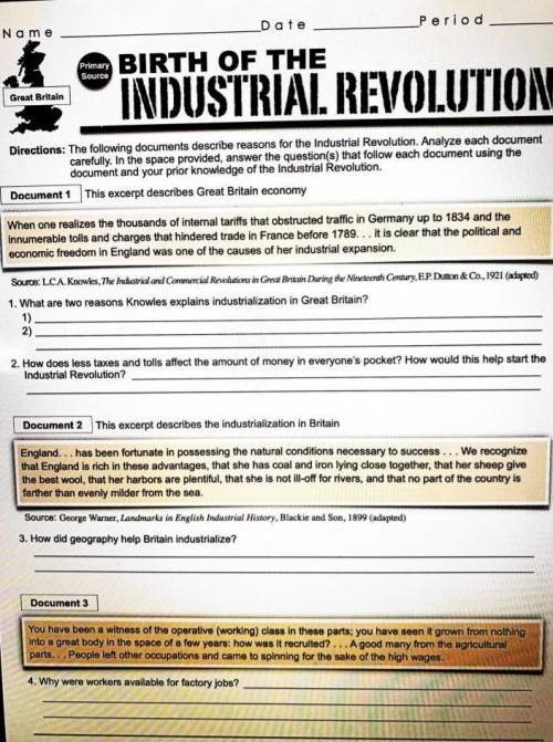Help (Birth of the industrial revolution)​