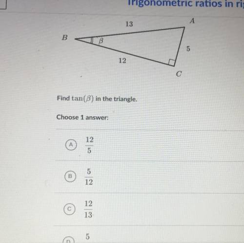Find tan(B) in the triangle