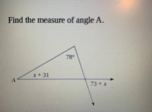 Find the measure of angle A.
10/14 points
