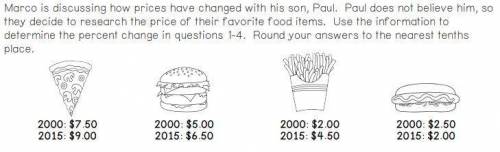 Find the percent change in each food.