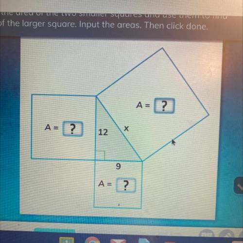 ￼HELP PLZ 25pts First, find the area of the two smaller squares and use them to find

the area of