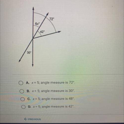 Find the value of x and the measure of the angle labeled 6xº.
